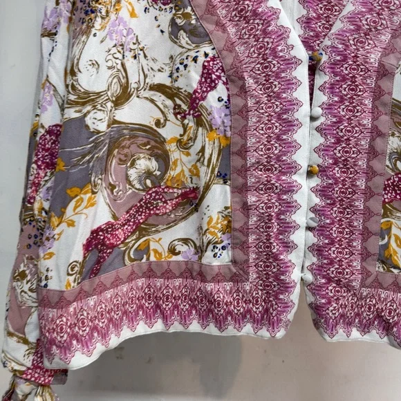 Free People Lola Floral Kimono Crop Catch Me If You Can  Mixed Print Size Medium - Picture 2 of 6